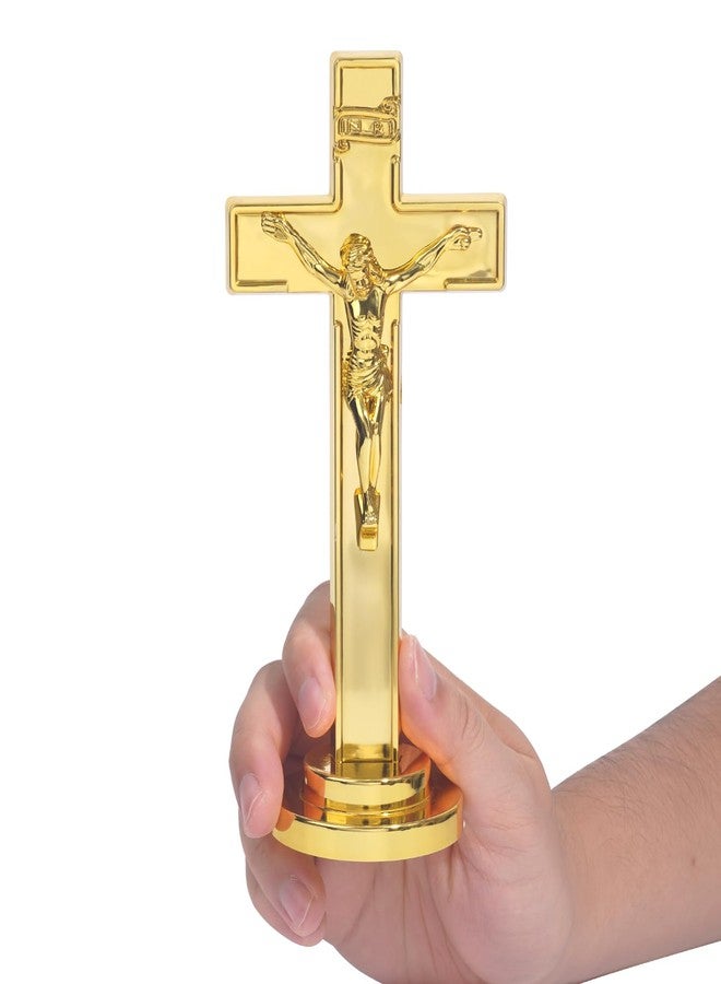 JUXINGDAZYF Crucifix Standing Cross, Plastic Tabletop Wall Hanging Jesus Christ Catholic Cross Crucifix Wall Cross for Home Decor, Devout Gifts (Gold - 7 Inch) - Image 4